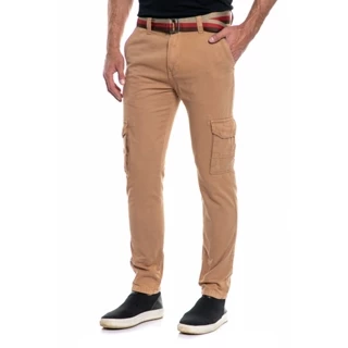 Calça Masculina Sarja Cargo Polo Wear Bege Escuro
