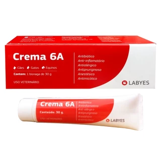 Crema 6a 30g Pomada Bisnaga Dermatites Lesões Pele Cães Gatos Equinos Labyes