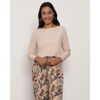 Blusa Feminina Viscose Manga Longa Bege