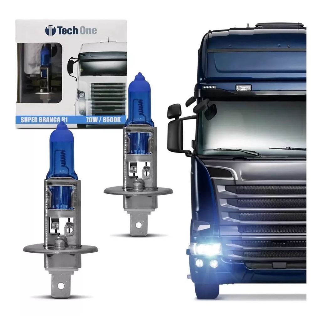 Par de Lâmpadas Techone Super Branca 8500k Tipo Xenon 24V 70W P14.5s ...