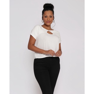 Blusa Feminina Decote Vazado Off White