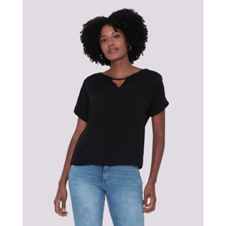 Blusa Feminina Viscose Manga Japonesa Preta