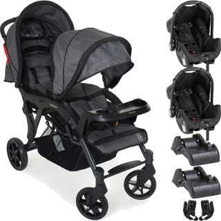 Carrinho para Gemeos Galzerano Doppio 2 Bebe Conforto 2 Bases
