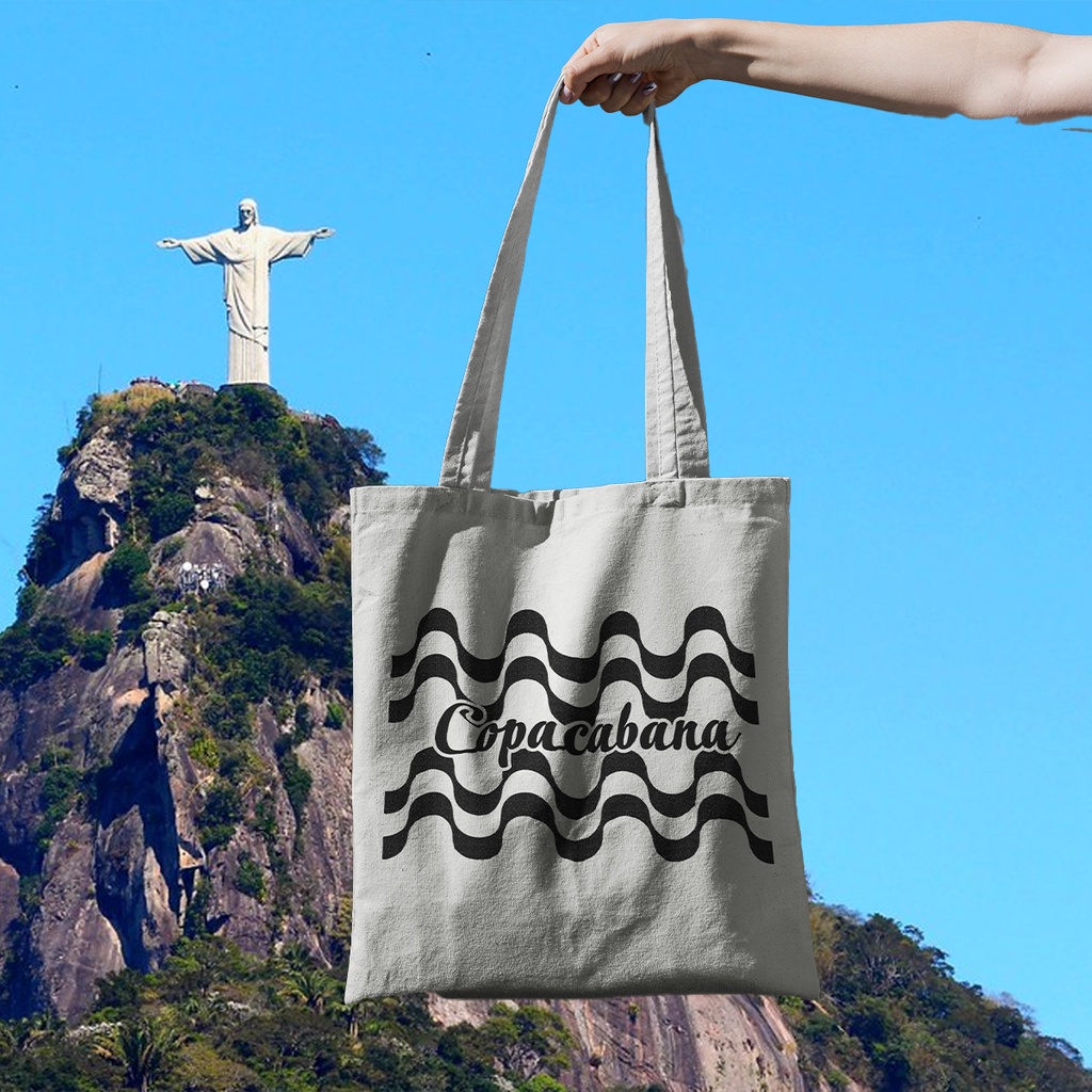 Ecobag Copacabana Rio de Janeiro Feminina grande Reforçada Algodão 30x40  feira Bolsa praia REC store