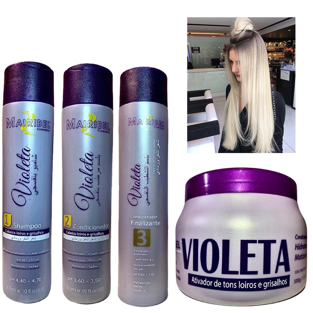 Kit Matizante Violeta Sham, Cond. Final e Masc Mairibel 500g | Shopee ...