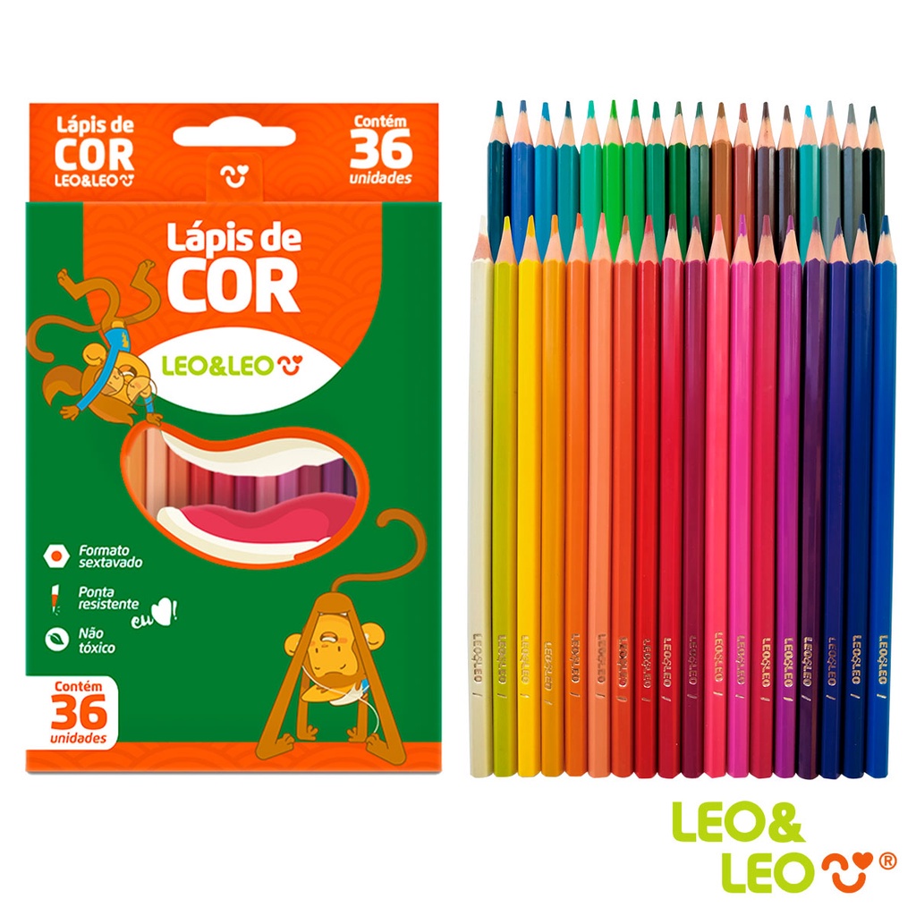 Lápis de Cor Escolar 12 24 36 48 Cores Sextavado Eco e Mini