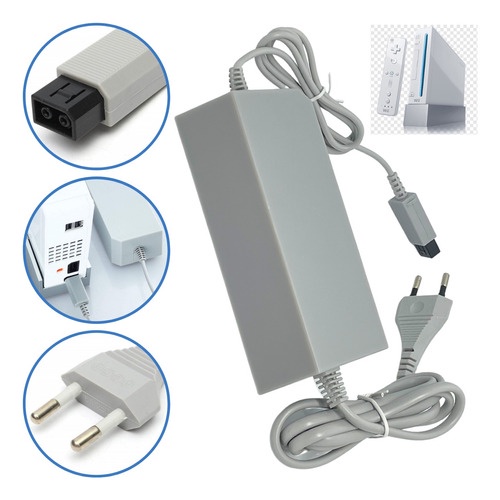 Fonte Carregador De Energia Nintendo Wii Bivolt + Cabo De Alimentação