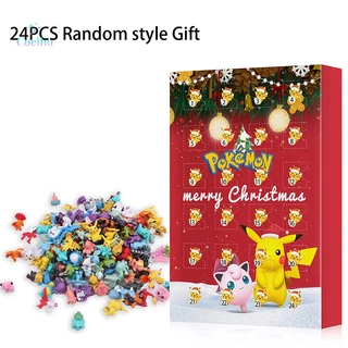 Decoração 24 PCS Pokemon Natal 2022 Caixa Do Calendário De Advento Figura Brinquedos Pikachu Anime Cega Personagem Crianças De Presentes Novo