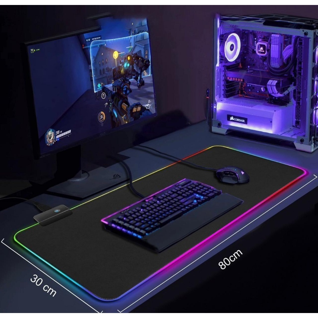 Mouse Pad Gamer Com Led RGB Iluminado Grande Speed 7 Cores Impermeável mousepad