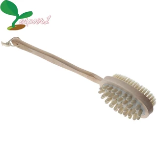 ESPOIR Body Bath Scrubber , Escova De Banho De Dupla Face Com Cabo Longo De Madeira , Esfoliação De Durável Massagem De Limpeza Profunda Da Pele