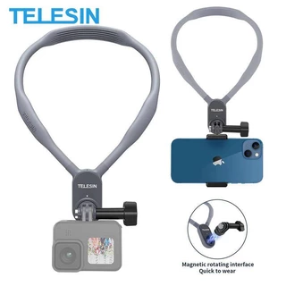 TELESIN Suporte Magnético De Pescoço De Silicone Para GoPro Hero 12 11 10 9 8 7 6 5 Acessórios Câmeras De Ação DJI Osmo
