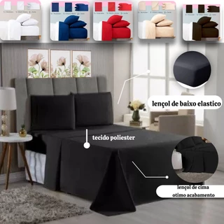 Kit CONJUNTO Jogo De Lencol ROUPA CAMA CASAL PADRAO DECORACAO QUARTO Microfibra 4 Pcs Premiun Liso