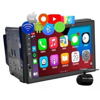 Central Multimídia Mp5 2 Din Wifi Tv Digital Gps Android 10.0 Usb Bluetooth Tela 7 Polegadas