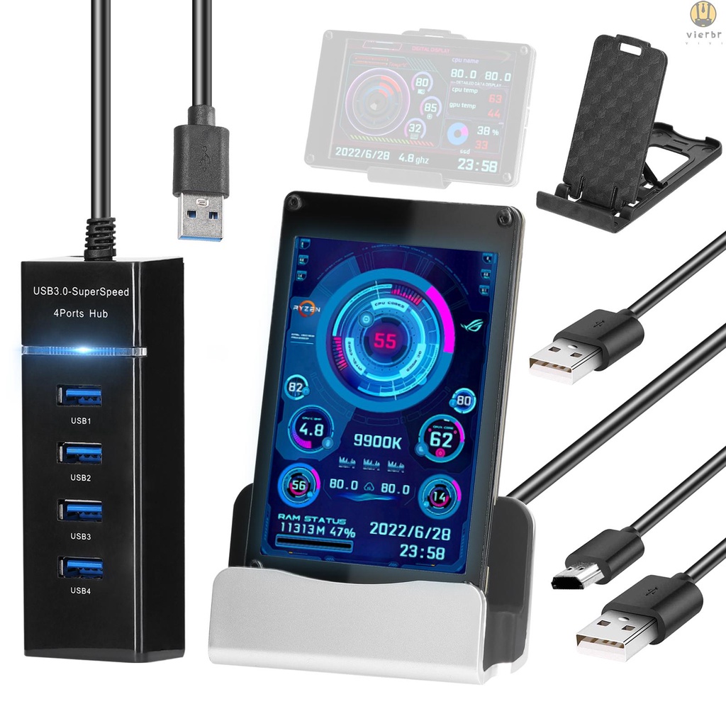 Monitor de 3 5 polegadas lcd ips computadores cpu gpu monitoramento sub
