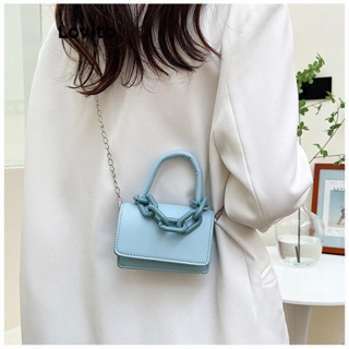 Lovito Bolsa De Ombro Pequena Casual Com Corrente Lisa Para Mulheres LFA07247 (Branco/Azul/Preto)
