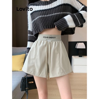 Lovito Shorts Casuais Lisos Com Cordão Para Mulheres LNA33094 (Damasco)