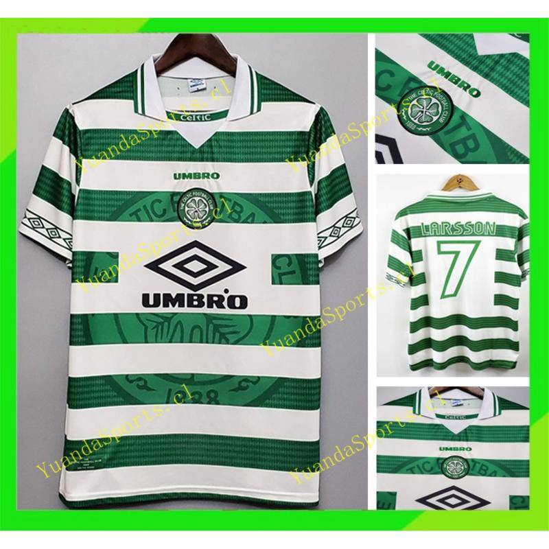 ウェア Celtic 1998/99  Uniform #7 LARSSON RIAD Celtic 1998/1999 98/99 Larsson 7 Camisa De Futebol