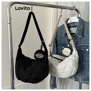 Lovito Bolsa De Ombro Pequena Acolchoada Com Zíper Básico Simples Casual Para Mulheres LFA10009