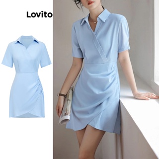 Lovito Vestido Elegante Liso Franzido Para Mulheres L74ED188