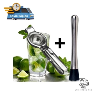 Kit Socador + Espremedor de Limão Para Bebidas Drinks Caipirinhas