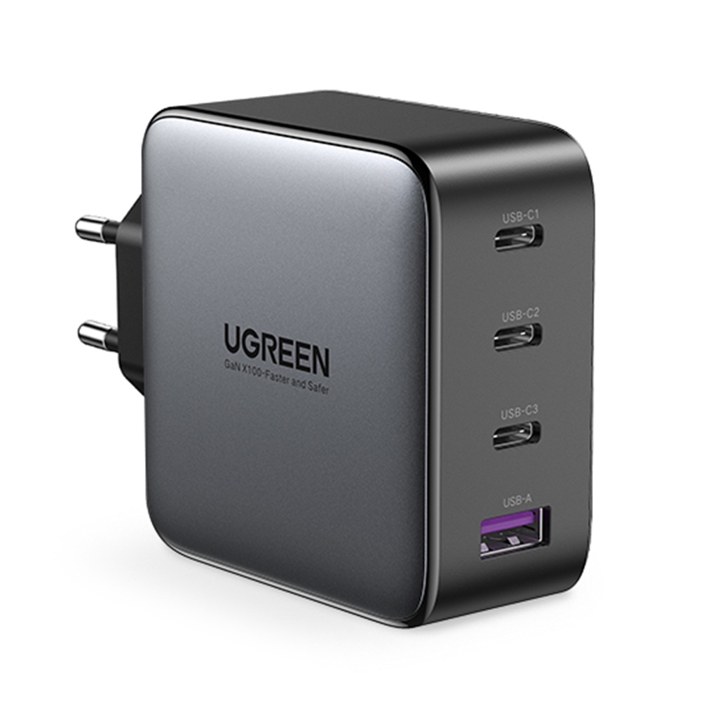 Carregador Rápido Ugreen GanX Usb 100w 4 em 1 Preto
