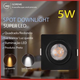 Kit 2 Spot Led 5w Comfort Redondo Embutir 4000k Preto Avant