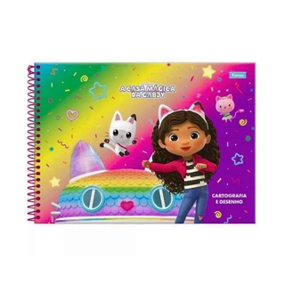 Caderno Espiral Capa Dura Cartografia e Desenho Gabby 80 Folhas FORONI
