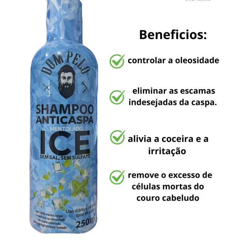 Super Shampoo anticaspas mentolado ice, sem sal e sem sulfato 250ml ...