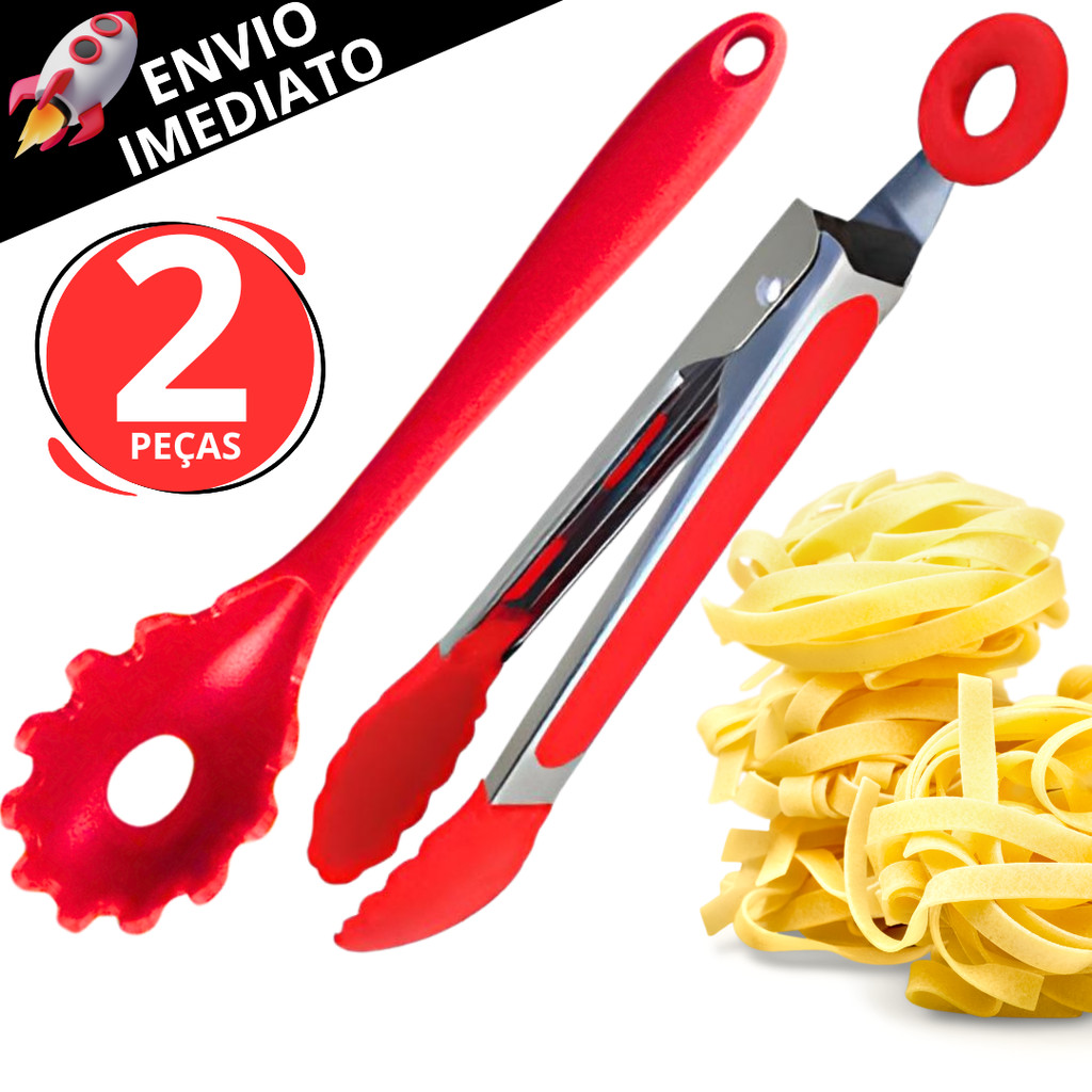 Kit Pegador De Macarrão Pegador De Silicone E Inox E Pegador De ...