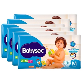 Fralda Descartável Babysec Galinha Pintadinha Ultra Mega Tamanho M - 6 Pacotes com 38 Fraldas - Total 228 Tiras