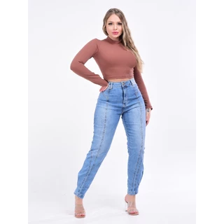 Calça Jeans Baggy Feminina Sol Jeans Com muito Elastano