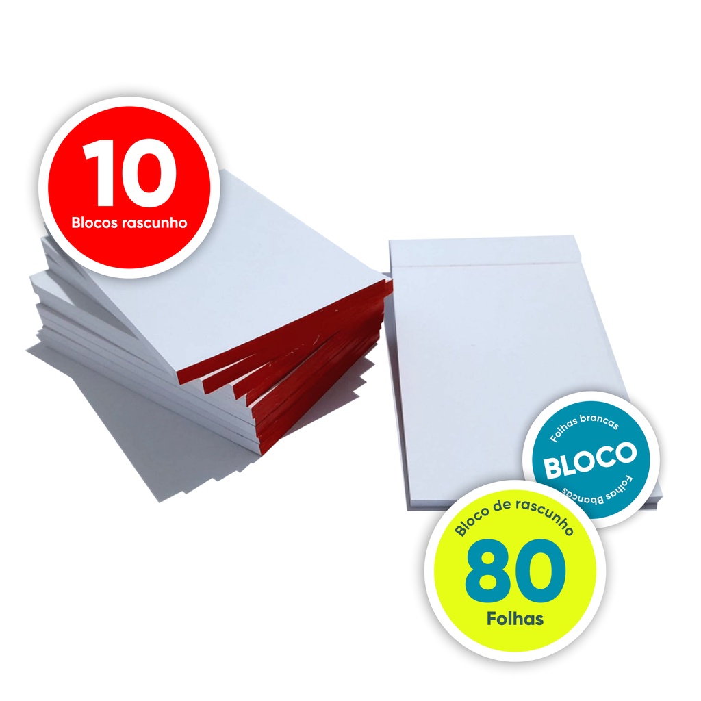 10 Blocos Rascunho Anotação 9x13cm com 80 folhas sem pauta