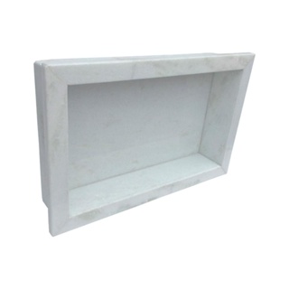 Nicho para banheiro - com bordas em45º - 50x30x10 - Mármore Natural Branco RW Nicho para banheiro mármore branco Bagno 45 graus RW