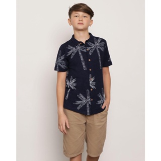 Camisa Juvenil Algodão Estampa Tropical Marinho