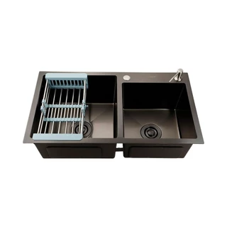 Cuba Para Cozinha Gourmet Pia Dupla Aço Inox 304 Awá 78x43 cm Pingoo - Preto em Oferta na Shopee