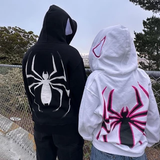 Y2k Emo Women Streetwear Hoodie Aranha Punk Zip Up Hoodies Camiseta Gótica Harajuku Kpop Alt Roupas Homens