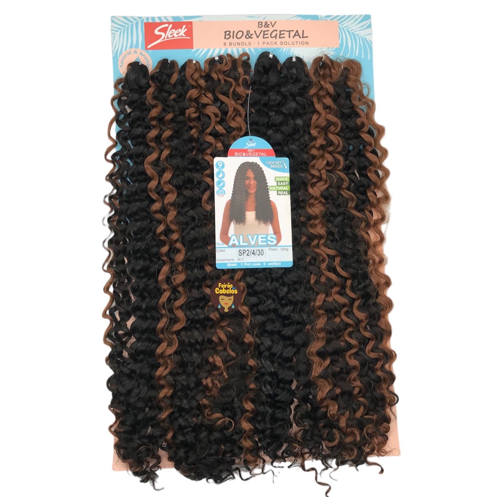 Cabelo Cacheado Biofibra Sleek 320G CROCHET ALVES MORENA ILUMINADA | Shopee  Brasil