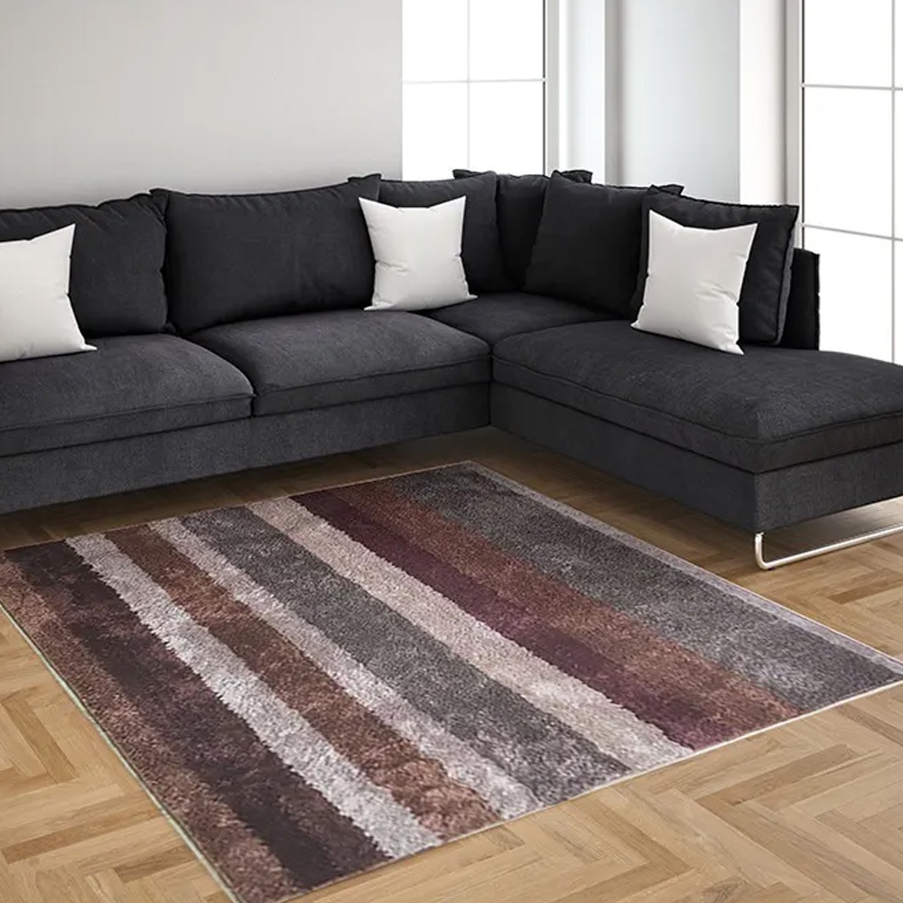 Tapete Sala Esc 1,50X1,50m Macio Antider Listrado cappuccino | Shopee ...