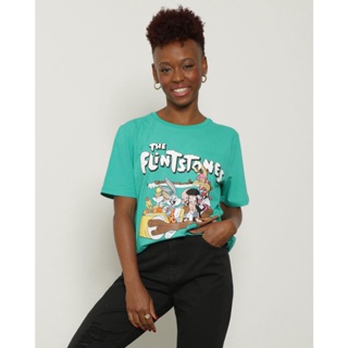 Camiseta Feminina Oversized Flintstones Warner Verde