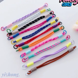 Alça Para Telefone Pulso Curta Desenho De Alças De Contraste Cor Cordão Celular Feminino Com Cartão Capa Fone De Ouvido Bluetooth Sem Fio Porta-Chaves Acessório