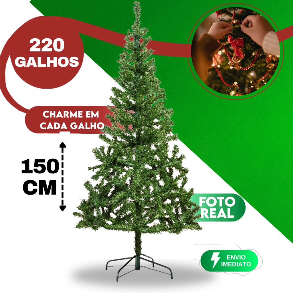 Árvore Natal Pinheiro Premium 150 cm 1,50 m 220 GALHOS | Shopee Brasil