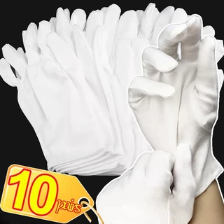 1/10 Pares Luvas De Trabalho De Algodão Branco Para Manuseio De Mãos Secas Filme SPA Mittens Cerimoniais High Stretch Ferramenta De Limpeza Doméstica