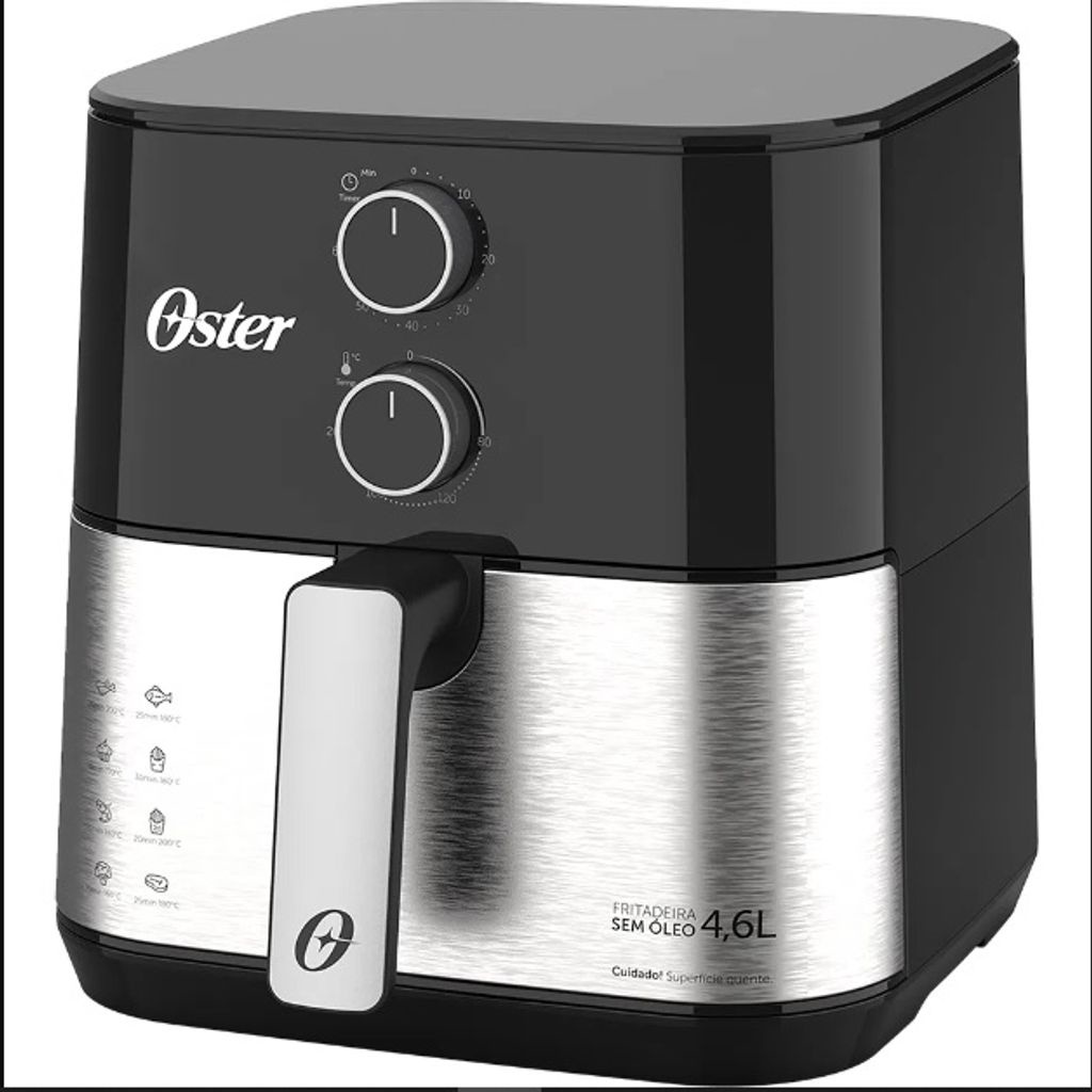 Fritadeira Elétrica Sem Óleo/Air Fryer Oster 2 Em 1 Black Inox 4