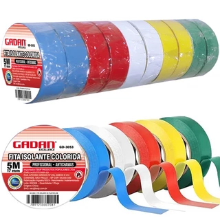 KIT 10 - FITA ISOLANTE ANTICHAMAS PROFISSIONAL 17mm x 5m - COLORIDA