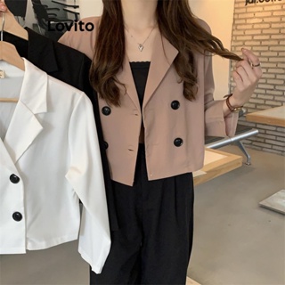 Lovito Blazer Colorblock Elegante E Simples Com Botão Duplo Para Mulheres LNA40153