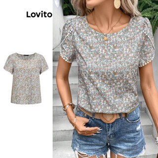 Lovito Blusa Boho Ditsy Floral Com Costura E Flores Para Mulheres L74ED099
