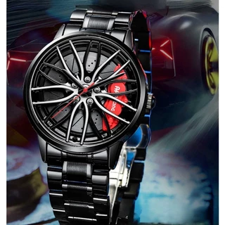 Relógio De Quartzo Esportivo Masculino 3D Pneus De Aço Inoxidável Para Carros