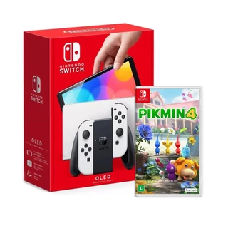 Console Nintendo Switch Oled Branco + Jogo Pikmin 4