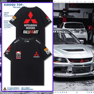 Attitude Street Wear Mitsubishi Racing Car Carro de corrida Carro modificado JDM evo Periférico de manga curta Homens Mulheres Camisa Cultural Modificada Camiseta de Verão Puro Algodão Tudo-