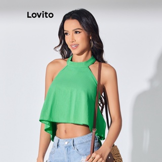 Lovito Blusa Casual Simples Com Babados Para Mulheres LBL07170